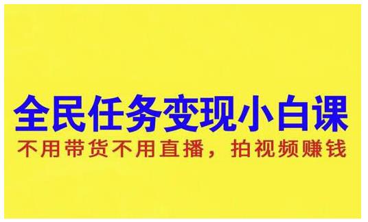 抖音全民任务变现小白课，不用带货不用直播，拍视频就能赚钱-上品源码网