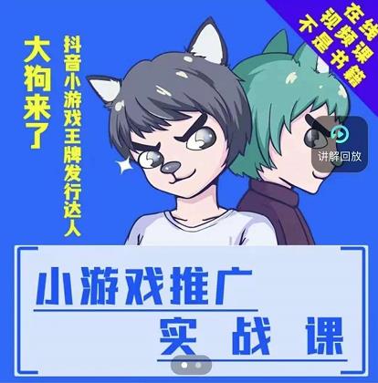 大狗来了：小游戏推广实战课，带你搭建一个游戏推广变现账号-上品源码网