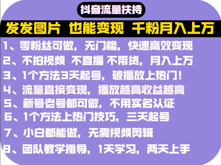 抖音发图就能赚钱：千粉月入上万实操文档，全是干货-上品源码网