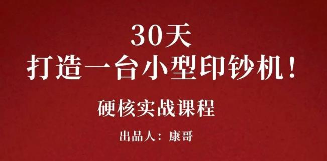 康哥30天打造一台小型印钞机：躺赚30万的项目完整复盘（视频教程）-上品源码网