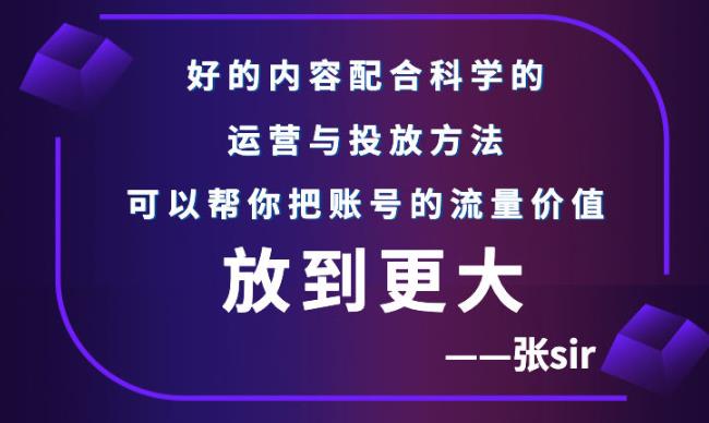 张sir账号流量增长课，告别海王流量，让你的流量更精准-上品源码网