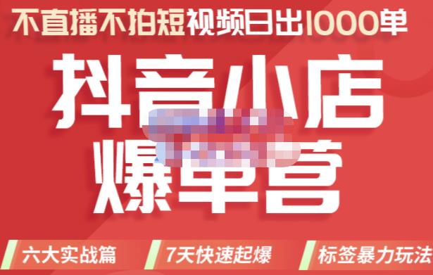 2022年抖音小店爆单营，不直播、不拍短视频、日出1000单，暴力玩法-上品源码网