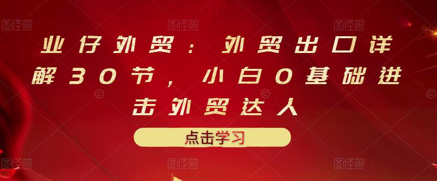 业仔外贸：外贸出口详解30节，小白0基础进击外贸达人 价值666元-上品源码网