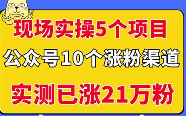 现场实操5个公众号项目，10个涨粉渠道，实测已涨21万粉！-上品源码网