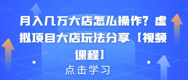 月入几万大店怎么操作？虚拟项目大店玩法分享【视频课程】-上品源码网