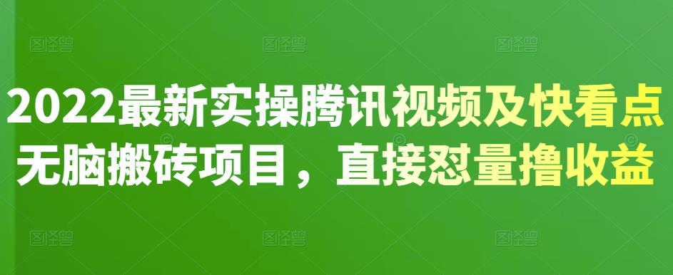 2022最新实操腾讯视频及快看点无脑搬砖项目，直接怼量撸收益-上品源码网