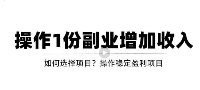 新手如何通过操作副业增加收入，从项目选择到玩法分享！【视频教程】-上品源码网