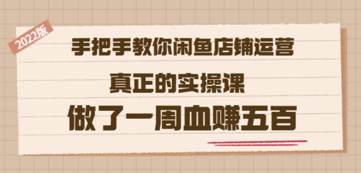 2022版《手把手教你闲鱼店铺运营》真正的实操课做了一周血赚五百(16节课)-上品源码网