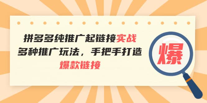 拼多多纯推广起链接实战：多种推广玩法，手把手打造爆款链接-上品源码网