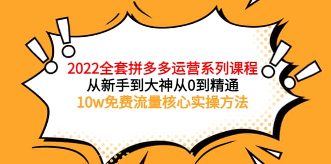 2022全套拼多多运营课程，从新手到大神从0到精通，10w免费流量核心实操方法-上品源码网