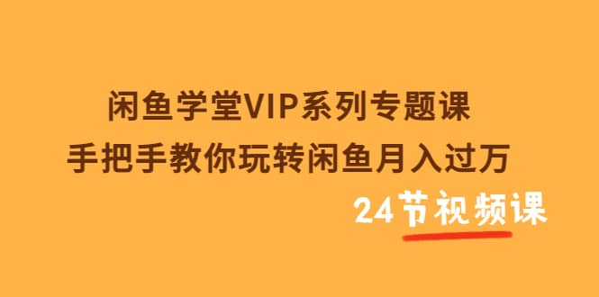 闲鱼学堂VIP系列专题课：手把手教你玩转闲鱼月入过万（共24节视频课）-上品源码网