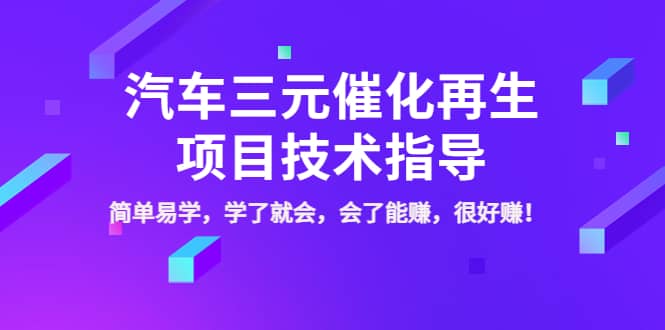 汽车三元催化再生项目技术指导，简单易学，学了就会，会了能赚，很好赚！-上品源码网