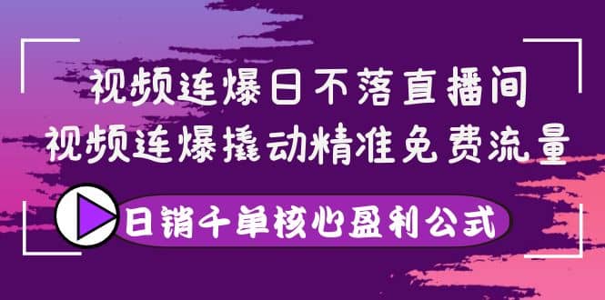 视频连爆日不落直播间，视频连爆撬动精准免费流量，日销千单核心盈利公式-上品源码网