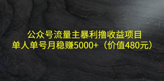 公众号流量主暴利撸收益项目，单人单号月稳赚5000 （价值480元）-上品源码网