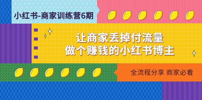 小红书-商家训练营12期：让商家丢掉付流量-上品源码网