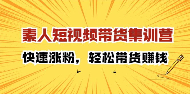 素人短视频带货集训营：快速涨粉，轻松带货赚钱-上品源码网