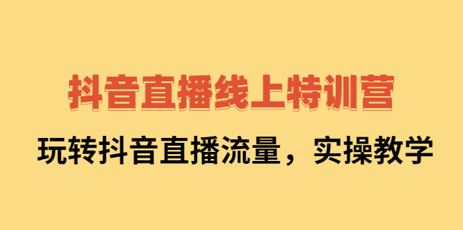 抖音直播线上特训营：玩转抖音直播流量，实操教学-上品源码网