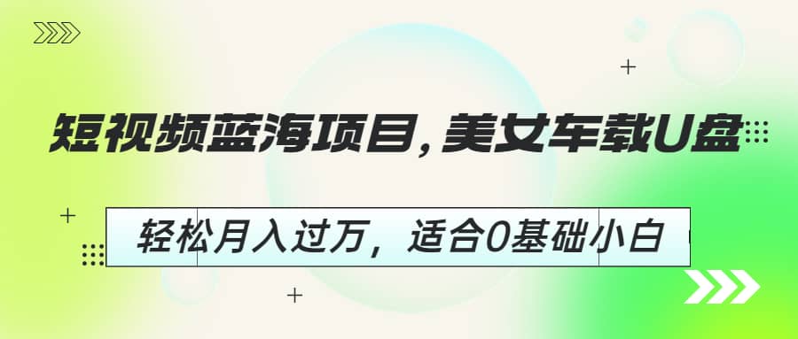 短视频蓝海项目，美女车载U盘，轻松月入过万，适合0基础小白-上品源码网