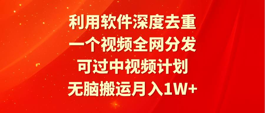 利用软件深度去重，一个视频全网分发，可过中视频计划，无脑搬运月入1W+-上品源码网