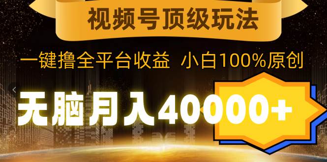 视频号顶级玩法，无脑月入40000+，一键撸全平台收益，纯小白也能100%原创-上品源码网