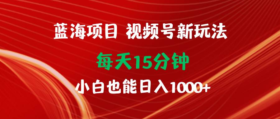 蓝海项目视频号新玩法 每天15分钟 小白也能日入1000+-上品源码网