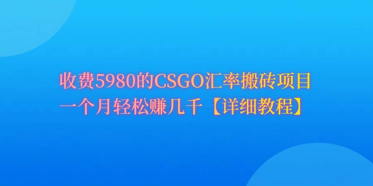 CSGO装备搬砖，月综合收益率高达60%，你也可以！-上品源码网