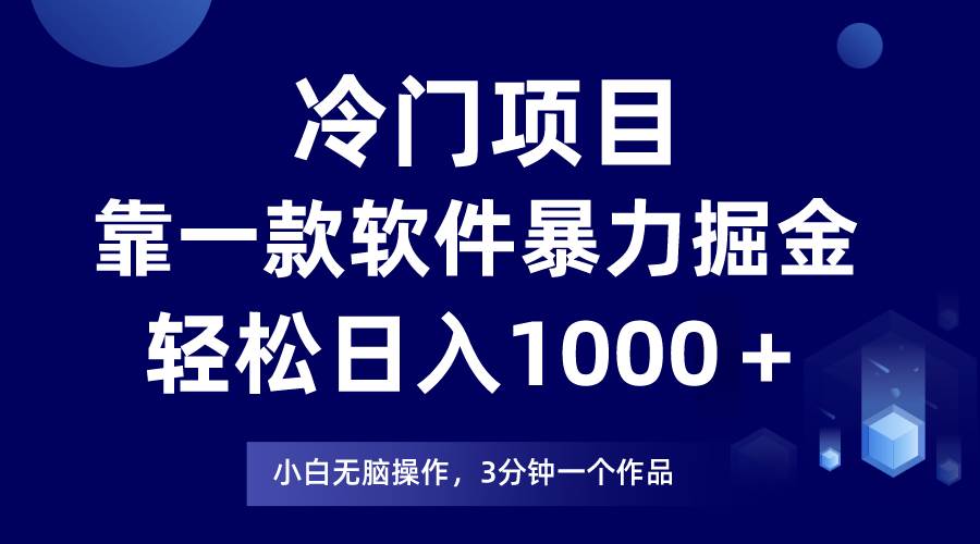 冷门项目，靠一款软件暴力掘金日入1000＋，小白轻松上手第二天见收益-上品源码网