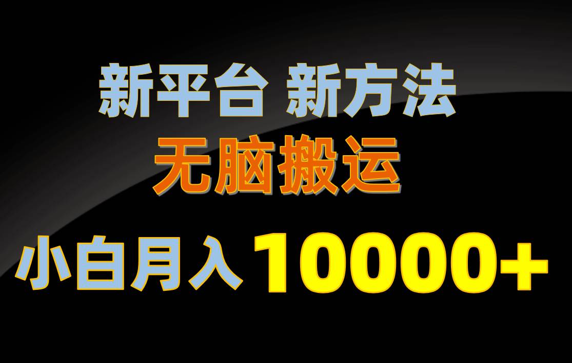 新平台新方法，无脑搬运，月赚10000+，小白轻松上手不动脑-上品源码网