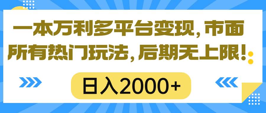 一本万利多平台变现，市面所有热门玩法，日入2000+，后期无上限！-上品源码网