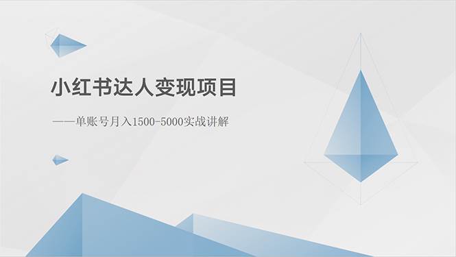 小红书达人变现项目：单账号月入1500-3000实战讲解-上品源码网