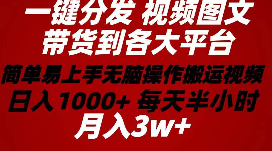 2024年 一键分发带货图文视频  简单易上手 无脑赚收益 每天半小时日入1…-上品源码网