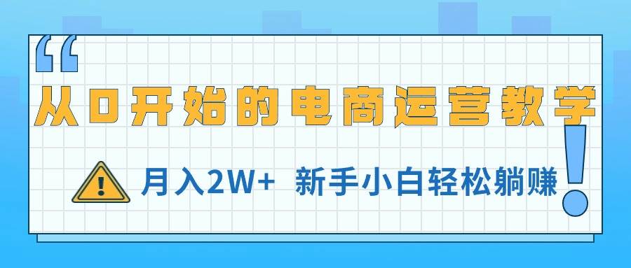 从0开始的电商运营教学，月入2W+，新手小白轻松躺赚-上品源码网