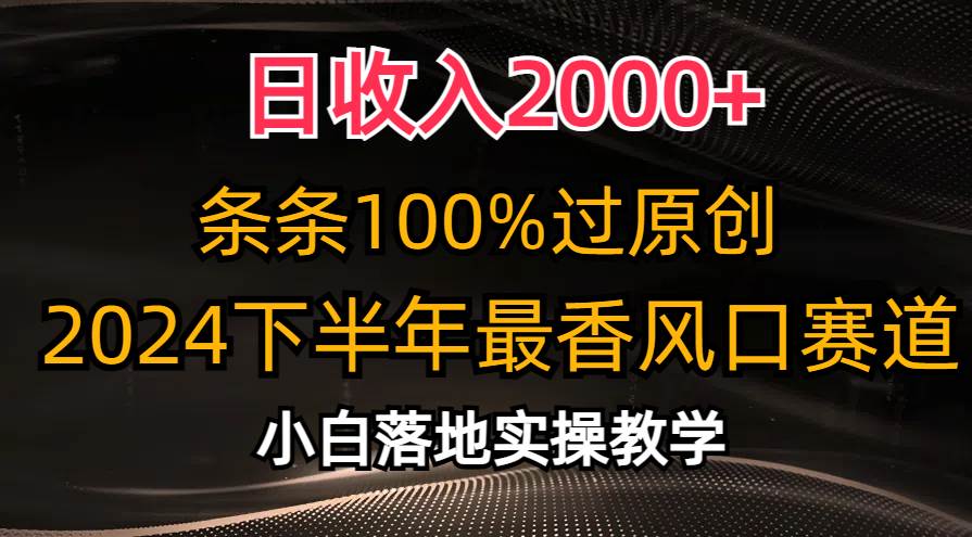 日收入2000+，条条100%过原创，2024下半年最香风口赛道，小白轻松上手-上品源码网