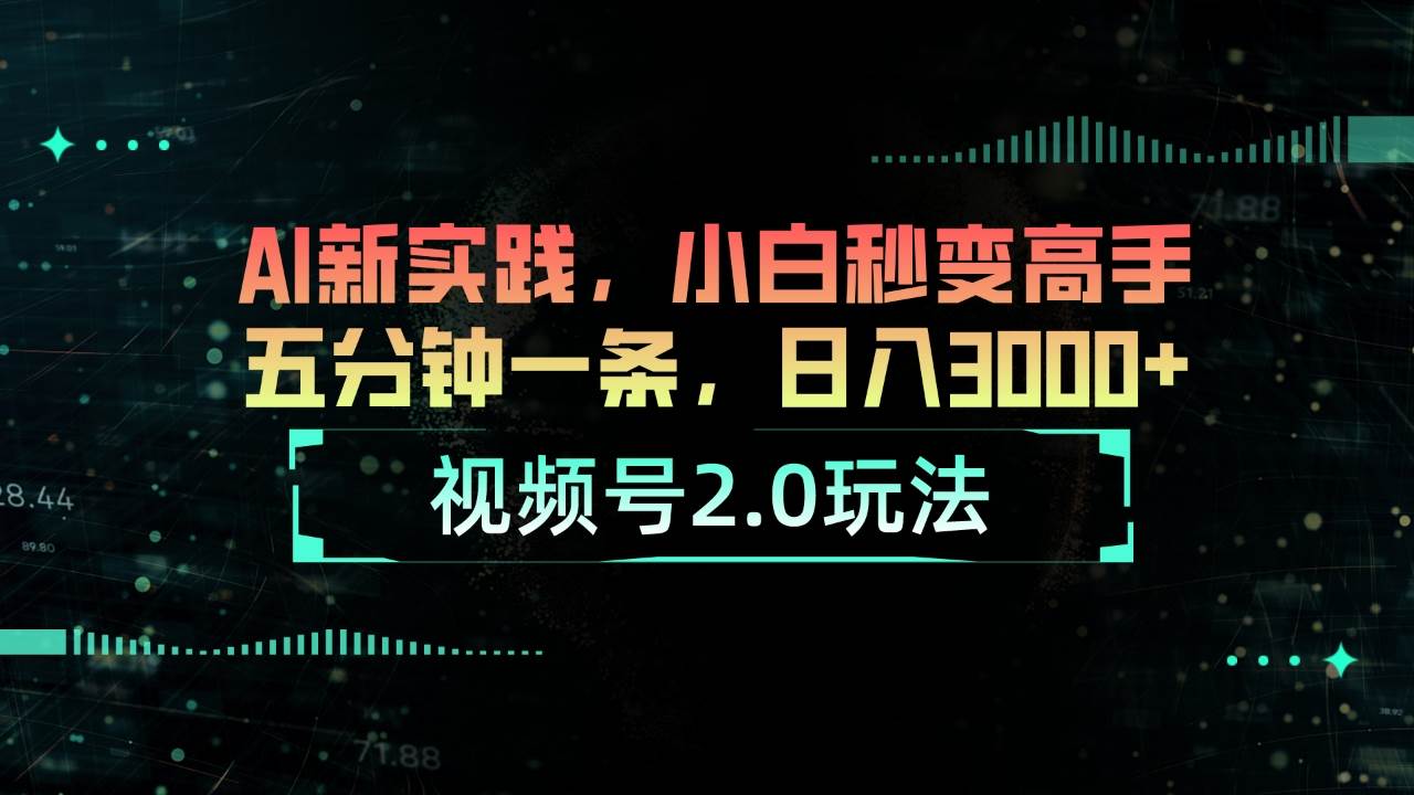 视频号2.0玩法 AI新实践，小白秒变高手五分钟一条，日入3000+-上品源码网