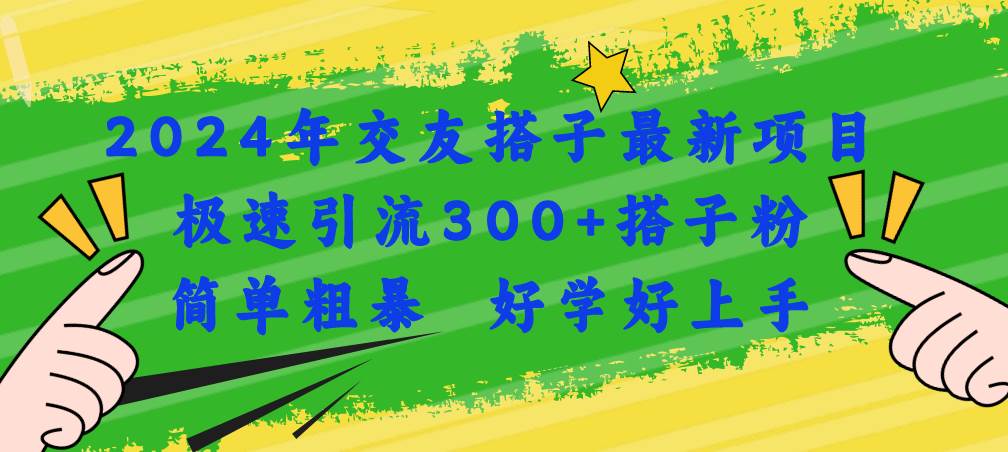 2024年交友搭子最新项目，极速引流300+搭子粉，简单粗暴，好学好上手-上品源码网