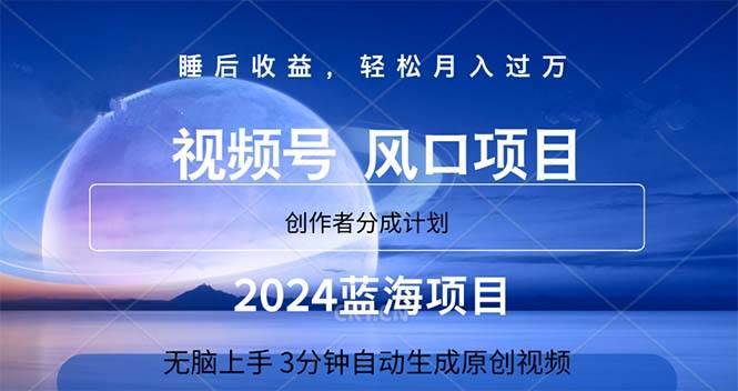 2024蓝海项目，3分钟自动生成视频，月入过万-上品源码网