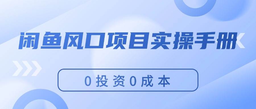 闲鱼风口项目实操手册，0投资0成本，让你做到，月入过万，新手可做-上品源码网