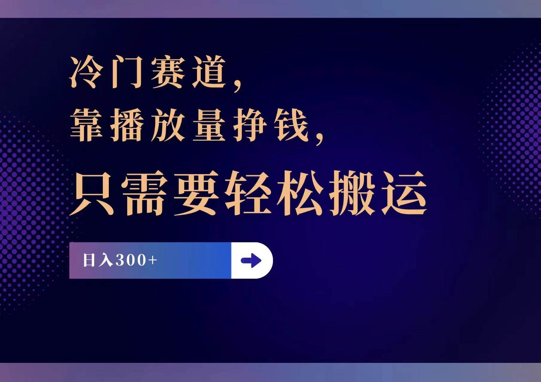 冷门赛道，靠播放量挣钱，只需要轻松搬运，日赚300+-上品源码网