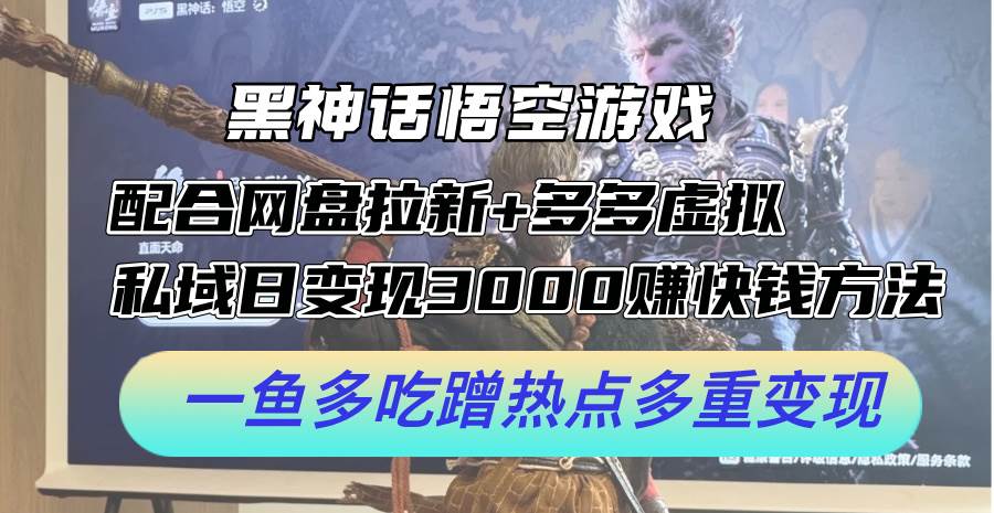 黑神话悟空游戏配合网盘拉新+多多虚拟+私域日变现3000+赚快钱方法。...-上品源码网