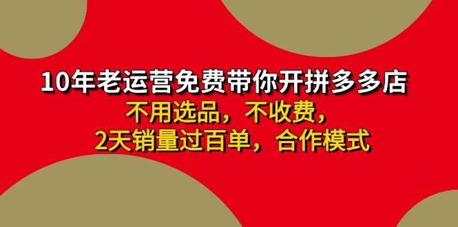 拼多多-合作开店日入4000+两天销量过百单，无学费、老运营教操作、小白…-上品源码网