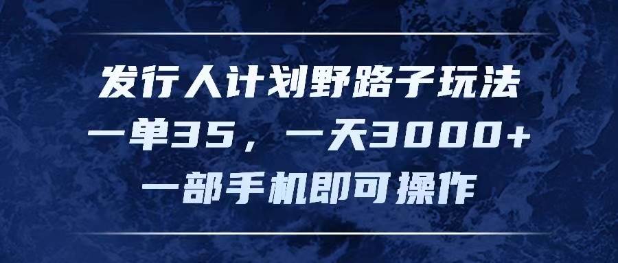 发行人计划野路子玩法，一单35，一天3000+，一部手机即可操作-上品源码网