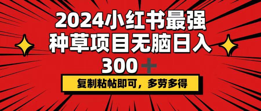 2024小红书最强种草项目，无脑日入300+，复制粘帖即可，多劳多得-上品源码网