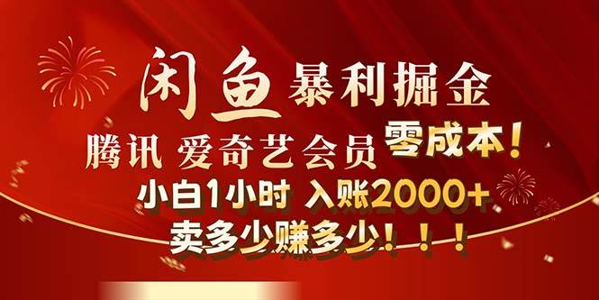 闲鱼全新暴力掘金玩法，官方正品影视会员无成本渠道！小白1小时收...-上品源码网