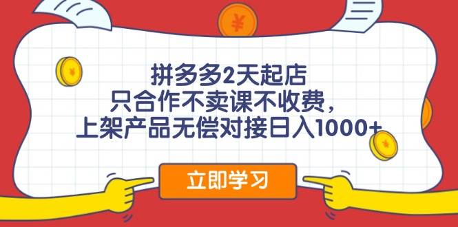 拼多多0成本开店，只合作不卖课不收费，0成本尝试，日赚千元+-上品源码网