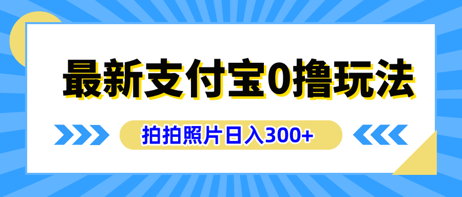 最新支付宝0撸玩法，拍照轻松赚收益，日入300+有手机就能做-上品源码网