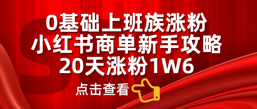 0基础上班族涨粉，小红书商单新手攻略，20天涨粉1.6w-上品源码网