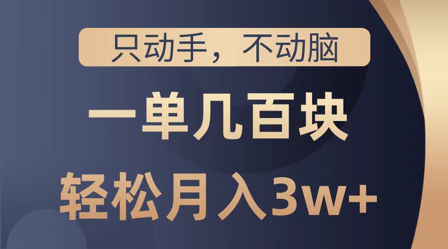 只动手不动脑，一单几百块，轻松月入2w+，看完就能直接操作，详细教程-上品源码网