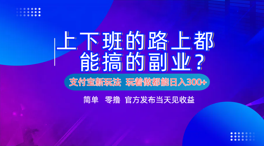 支付宝新项目！上下班的路上都能搞米的副业！简单日入300+-上品源码网