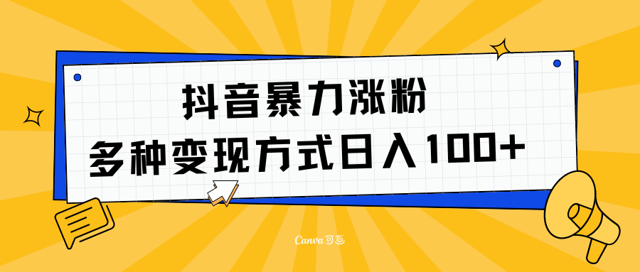 抖音暴力涨粉：多方式变现 日入100+-上品源码网