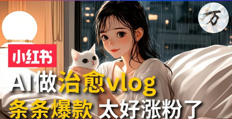 AI治愈系vlog动画视频，小红书7天 涨粉破千，商单报价1500+，0成本制作，日入2000+，有手就会 -上品源码网